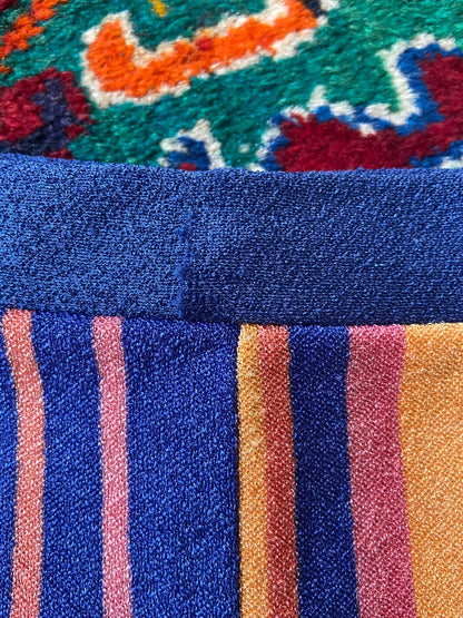 Vintage 1970s Blue Pink & Peach Stripe Swim Shorts