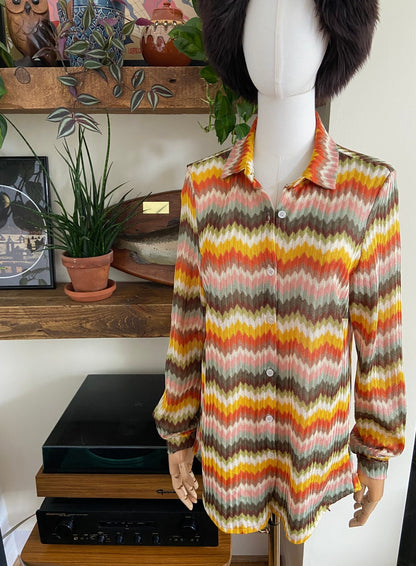Vintage Multicoloured Chevron Knit Shirt