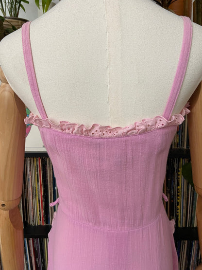 Vintage 1970s Pink Cheesecloth Summer Dress
