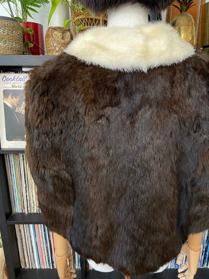 Vintage 1950s Brown & Cream Fur Cape