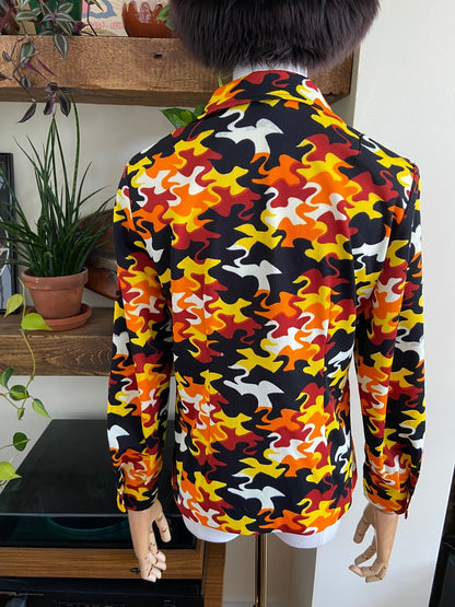 Vintage 1970s Orange & Yellow Retro Print Shirt
