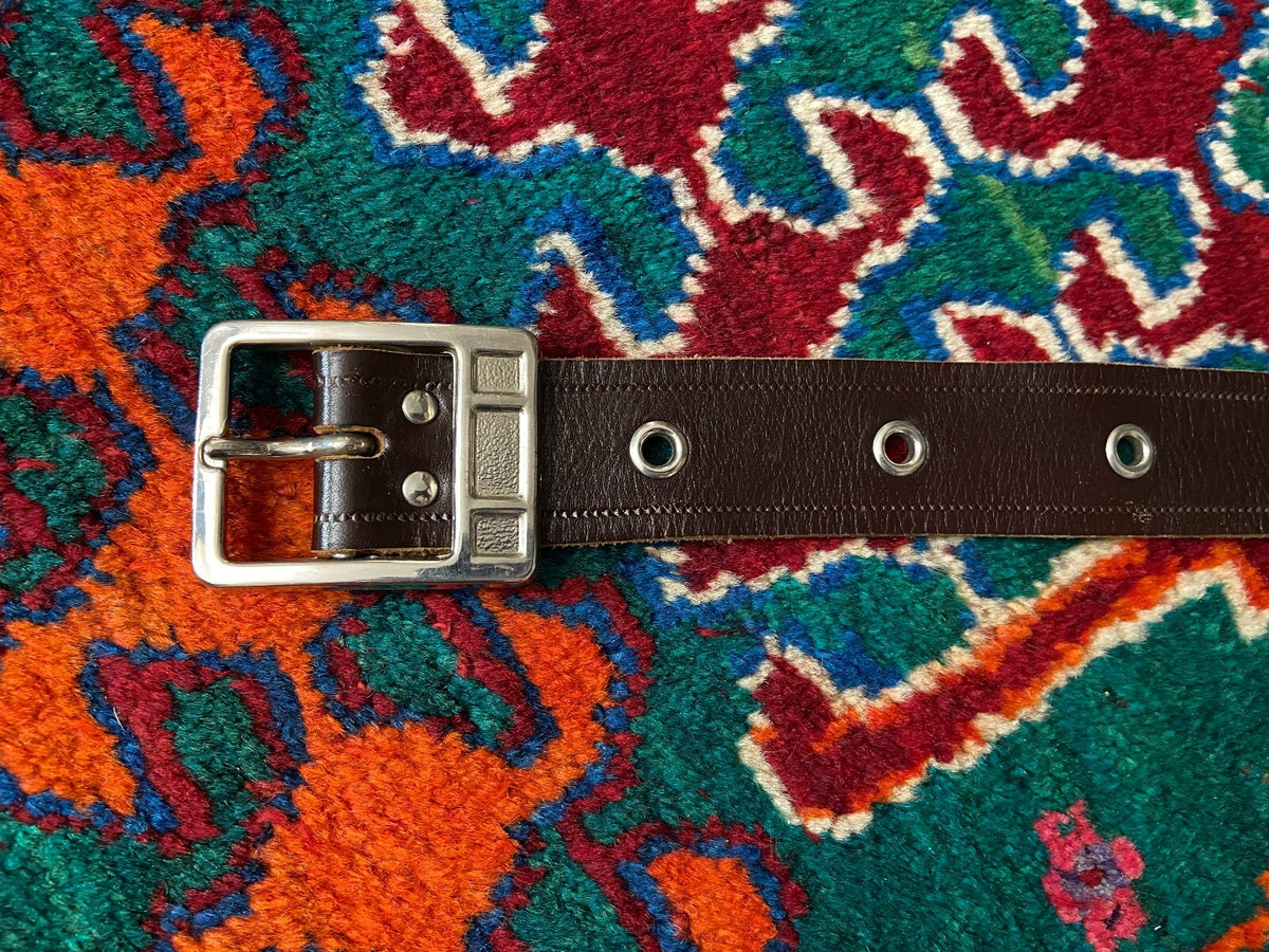 Vintage 1970s Brown Belt With Eyelets