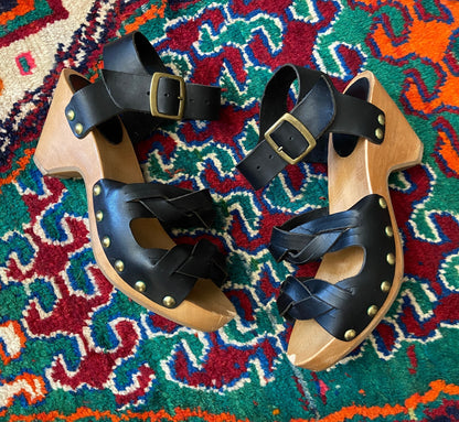 Isabel Marant Black Leather Clog Sandal UK 7