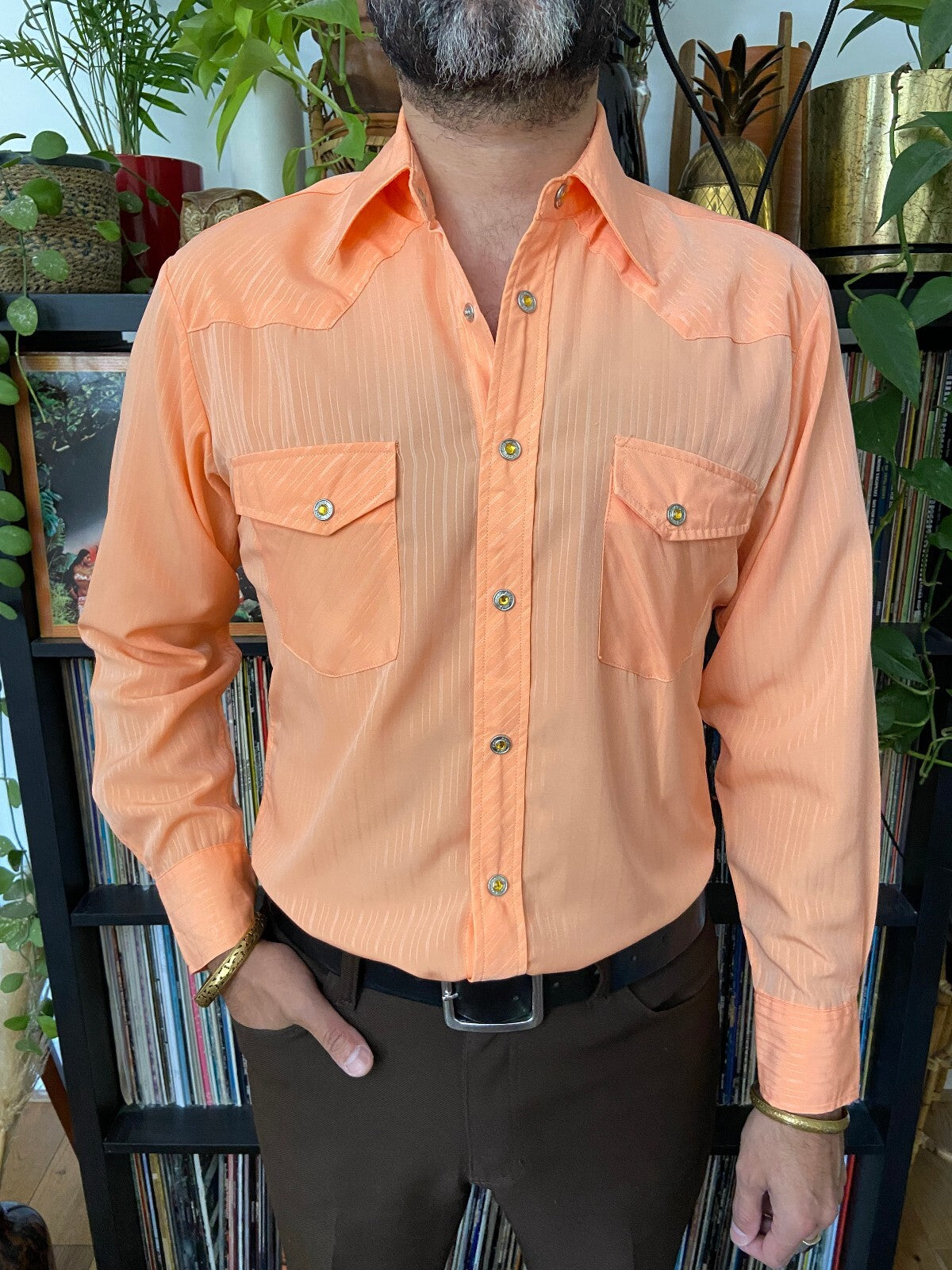 Vintage 1980s Peach Western Shirt