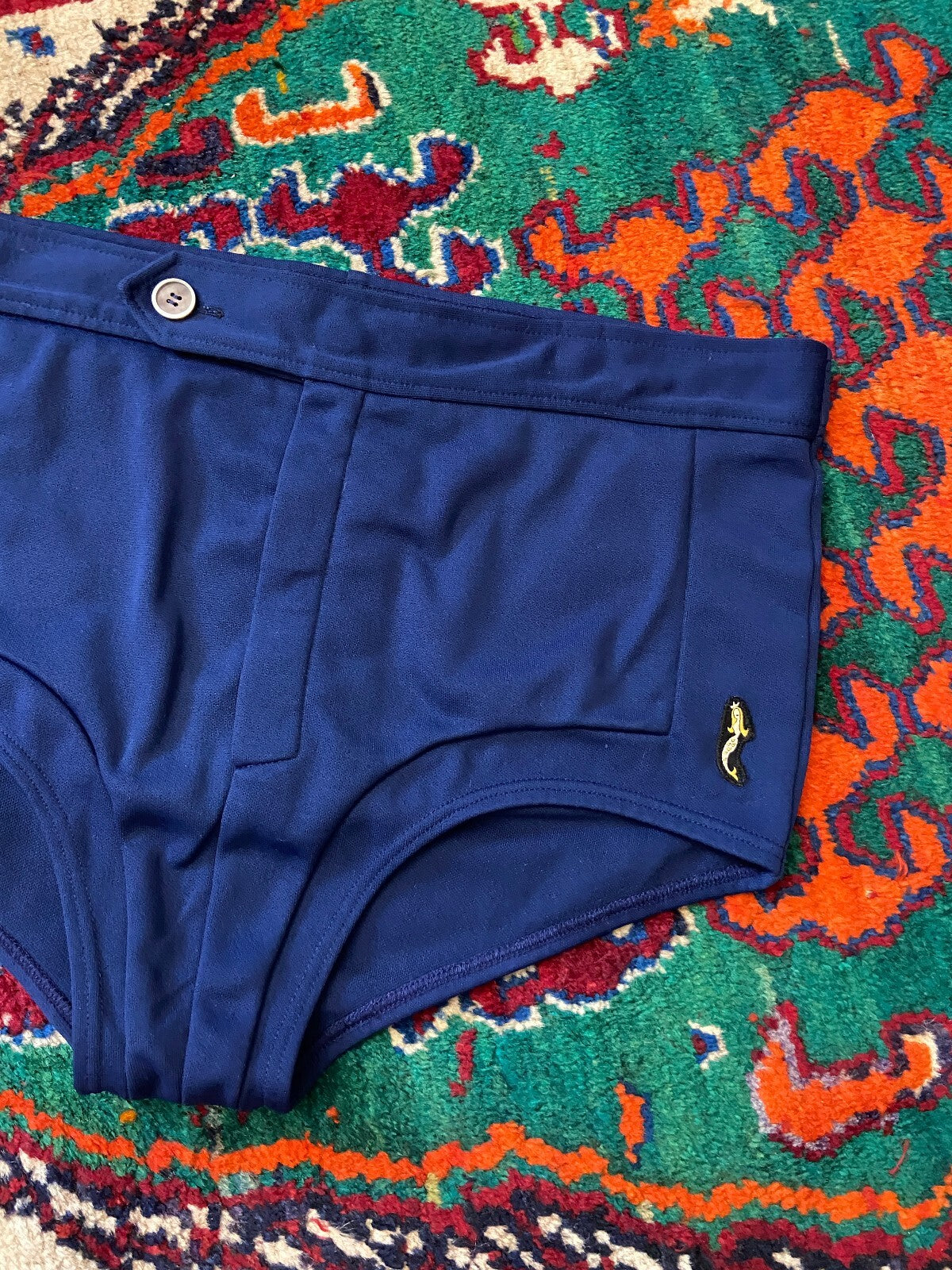 Vintage 1970s Navy Button Front Swim Shorts