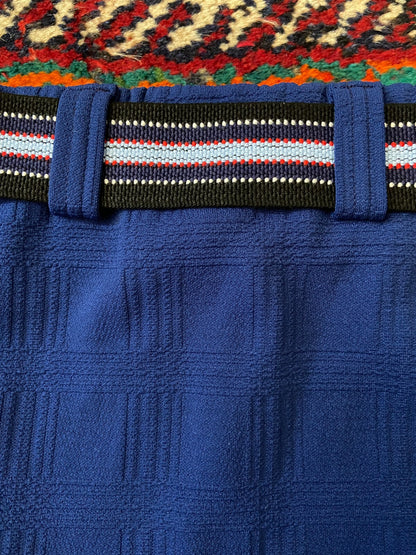 Vintage 1970s Navy Blue Belted Swim Shorts