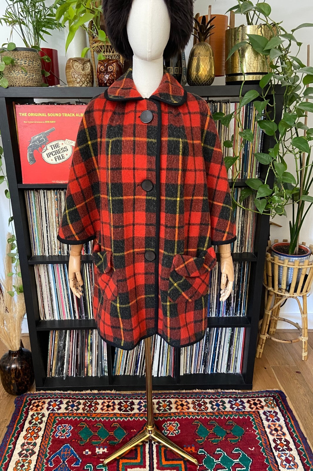 Vintage 1960s Tartan Plaid Cape Coat