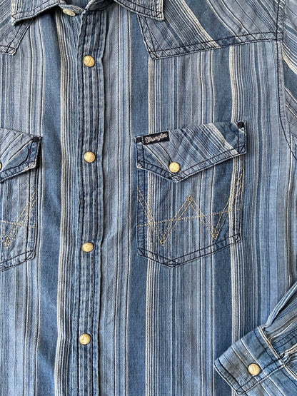 Vintage 90s Wrangler Striped Western Shirt