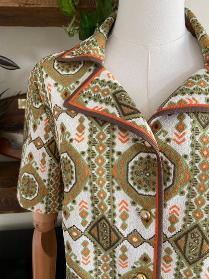 Vintage 1970s Short Sleeve Mosaic Print Shirt
