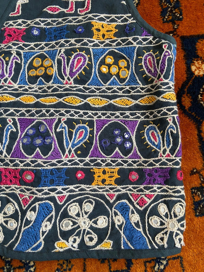 Vintage Indian Embroidered Hippie Waistcoat