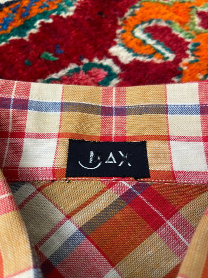 Vintage 1970s Deadstock Red & Yellow Dagger Collar Shirt