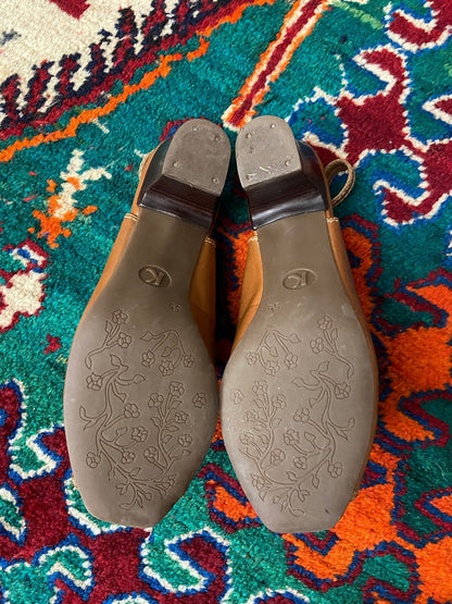Vintage 1980s Brown Woven Slingback Sandals UK 5