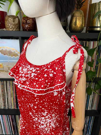 Vintage 1970s Red & White Maxi Sundress