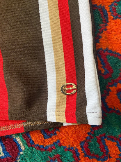 Vintage 1970s Brown & Red Striped Swim Shorts