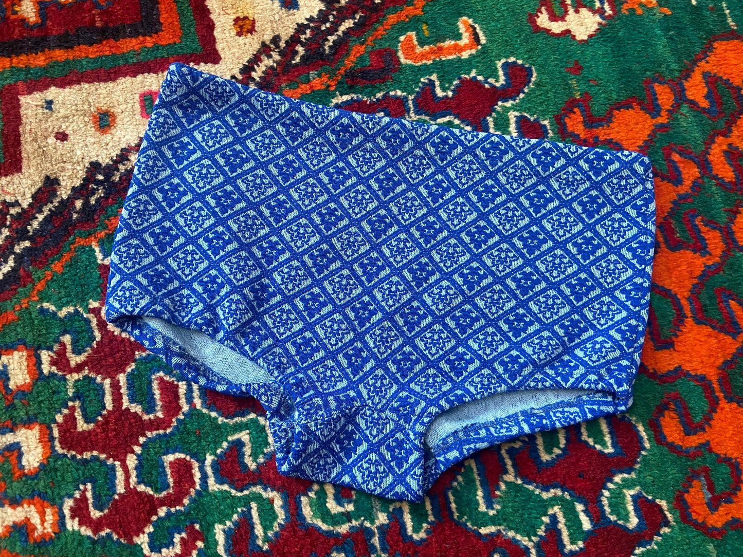 Vintage 1970s Blue Textured Swim Shorts