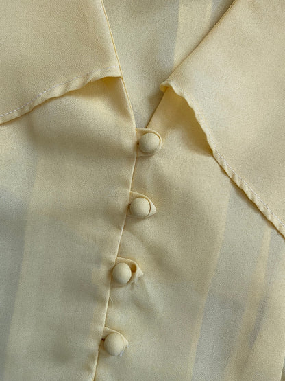 Vintage 1960s Yellow Button Up Cape Blouse