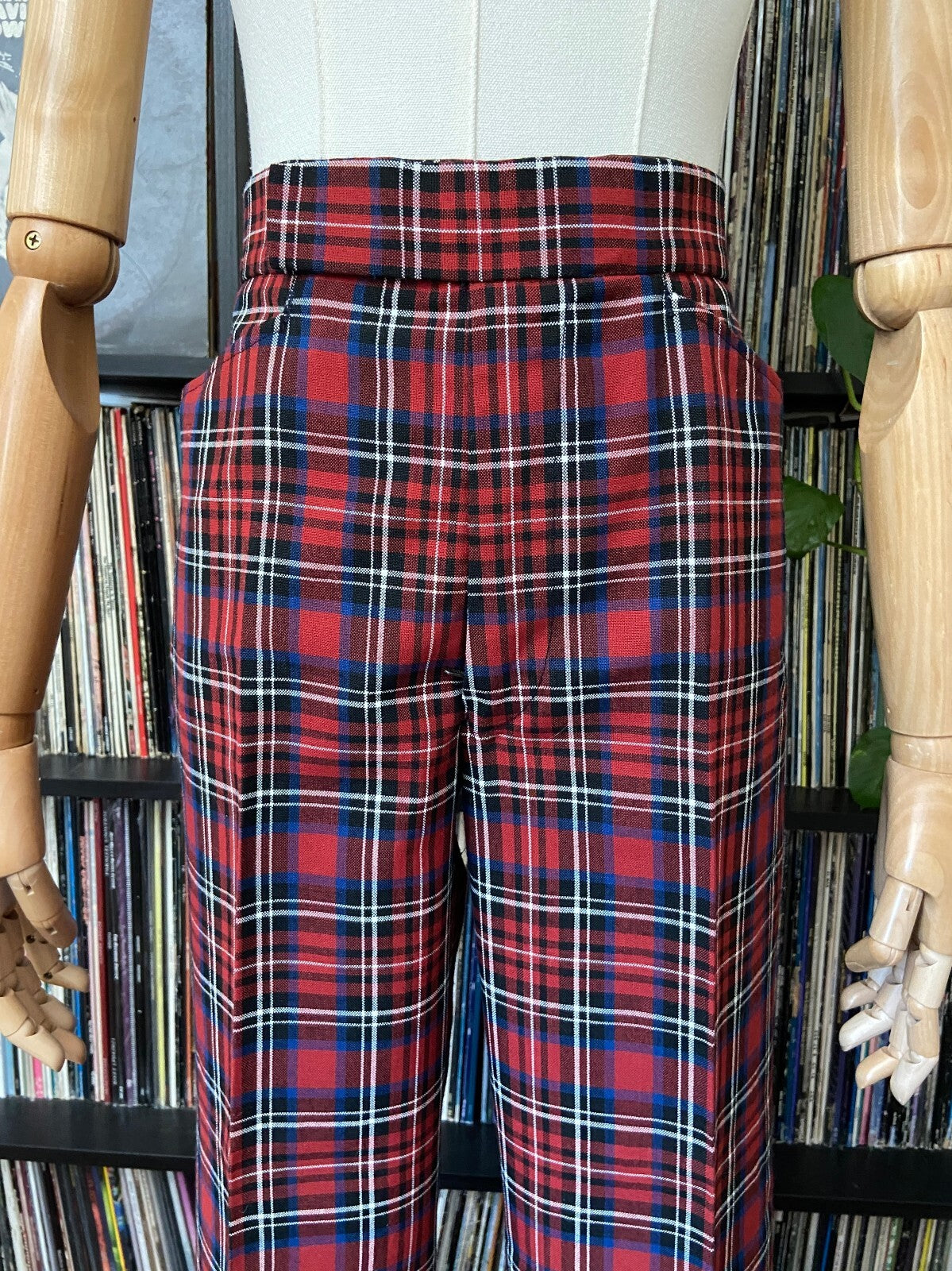 Vintage 1970s Flared Tartan Trousers W29 / L29.5