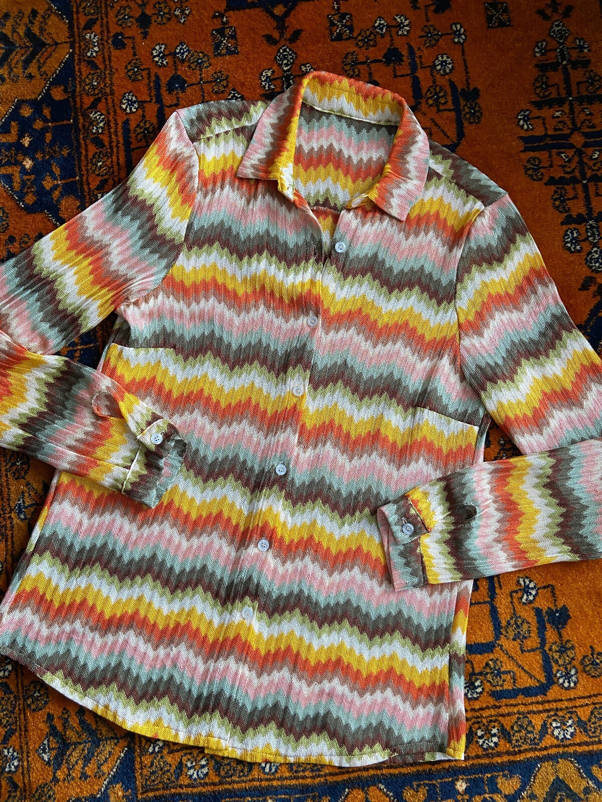 Vintage Multicoloured Chevron Knit Shirt
