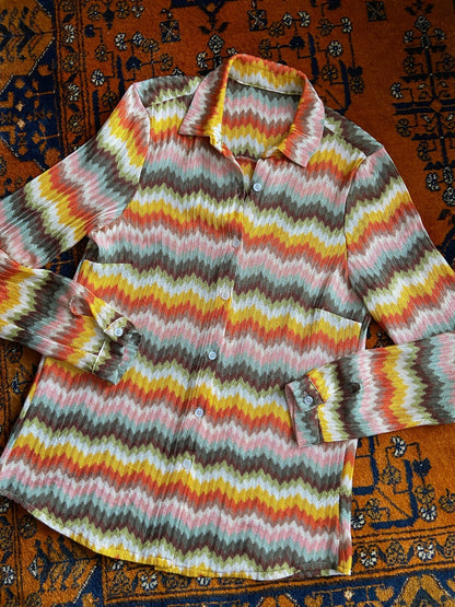 Vintage Multicoloured Chevron Knit Shirt