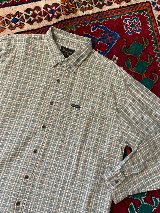Vintage 90s Green Linen Wrangler Shirt