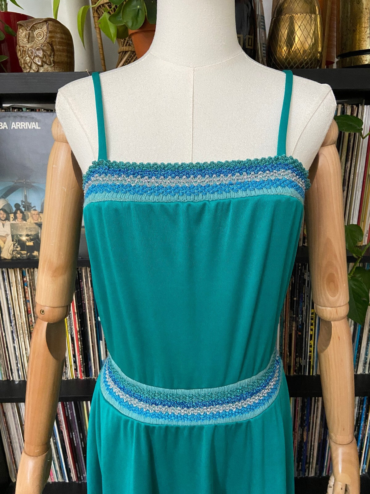 Vintage 1970s Green Strappy Disco Dress
