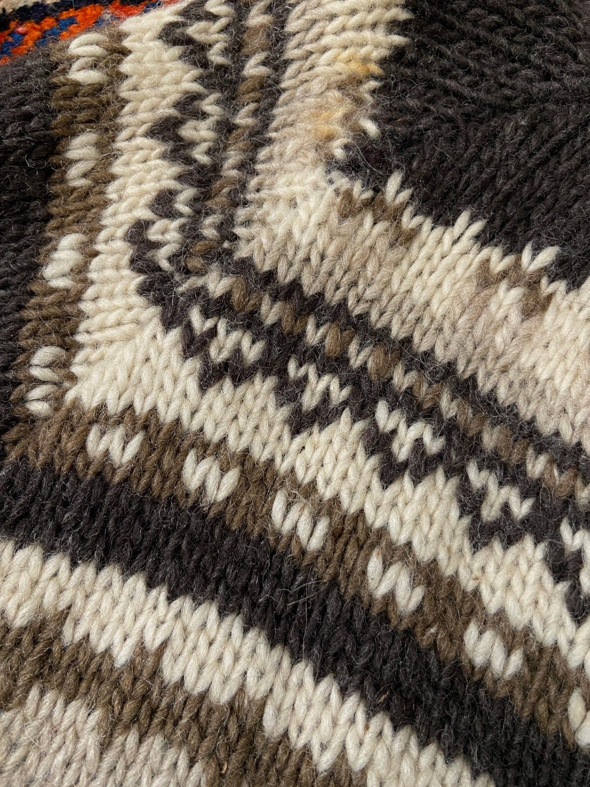 Vintage 1970s Brown Icelandic Wool Chunky Cardigan