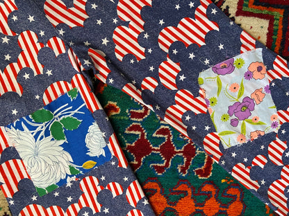 Vintage 1970s Stars & Stripes Patchwork Flared Bellbottom Trousers W30