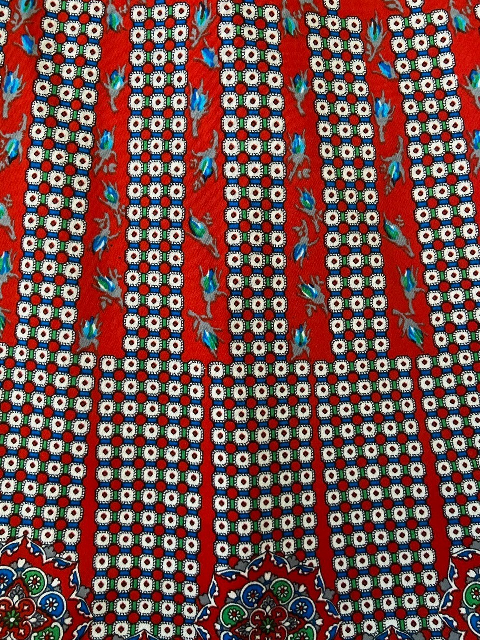Vintage 1970s Red Patterned Folk Dress