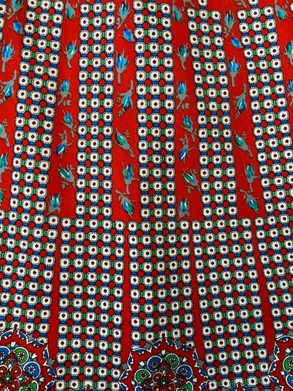 Vintage 1970s Red Patterned Folk Dress