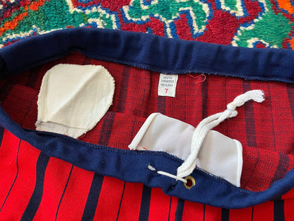 Vintage 1970s Red Navy Striped Swim Shorts