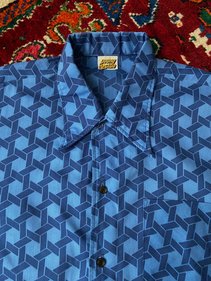 Vintage 1970s Geometric Print Dagger Collar Shirt