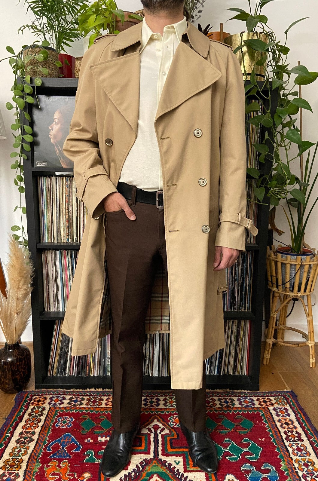Vintage 1970s Beige Belted Raincoat