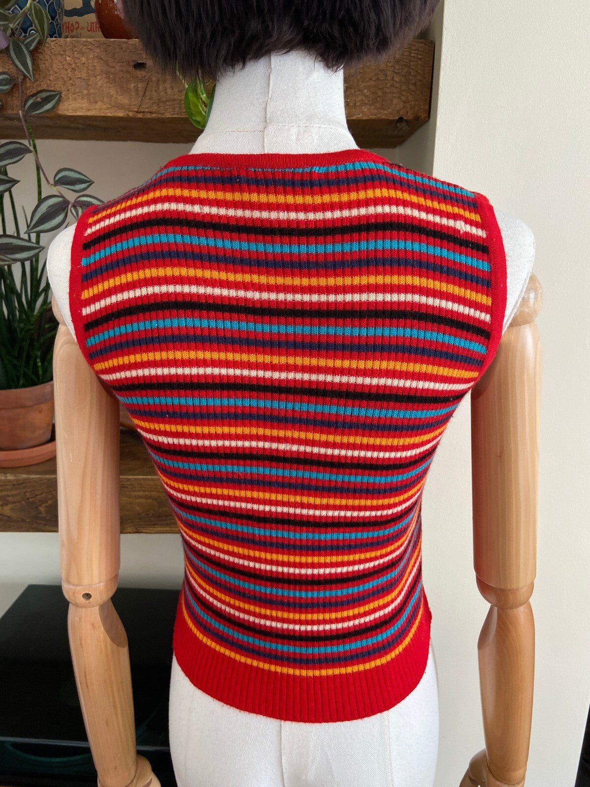 Vintage 1970s Red Striped Vest