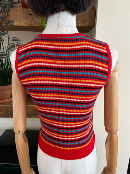 Vintage 1970s Red Striped Vest