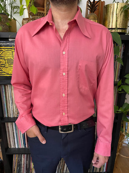 Vintage 1970s Pink Dagger Collar Shirt