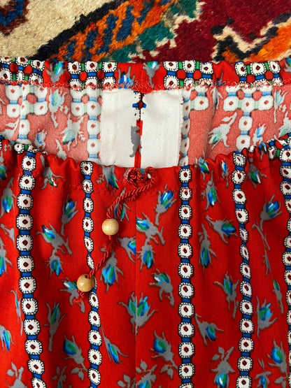 Vintage 1970s Red Patterned Folk Dress