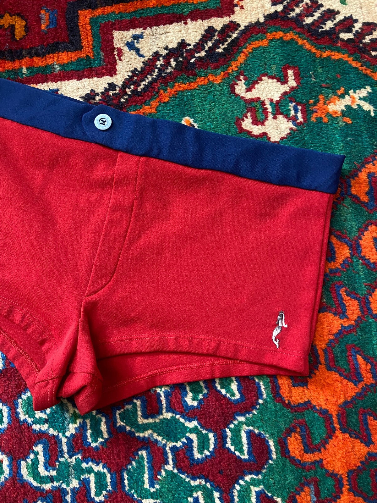 Vintage 1970s Red & Navy Swim Shorts