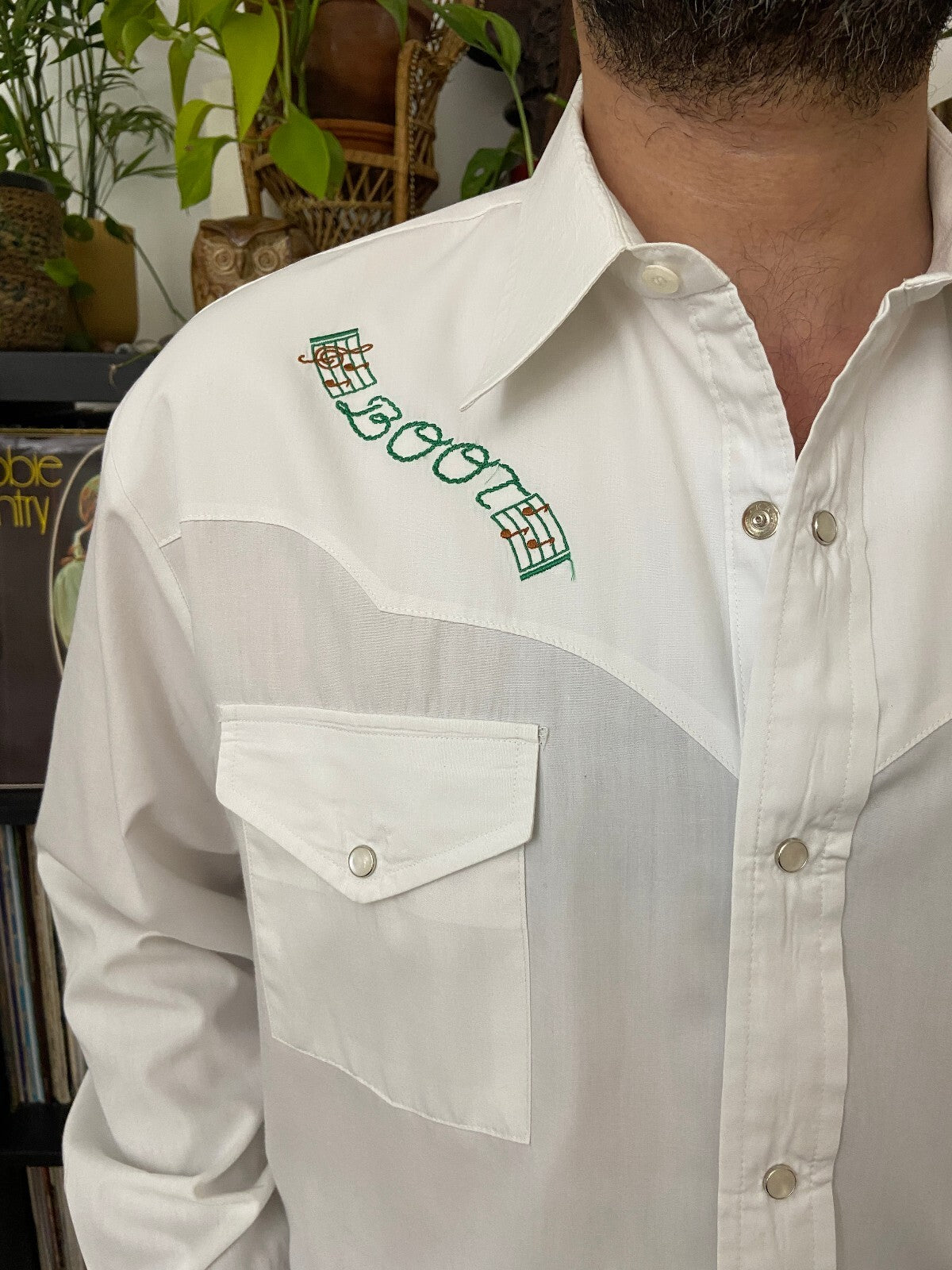 Vintage White Embroidered Western Shirt