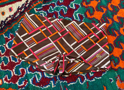 Vintage 1970s Brown Retro Print Swim Shorts