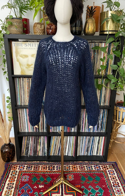 Maiami Navy Loose Knit Handmade Mohair Jumper