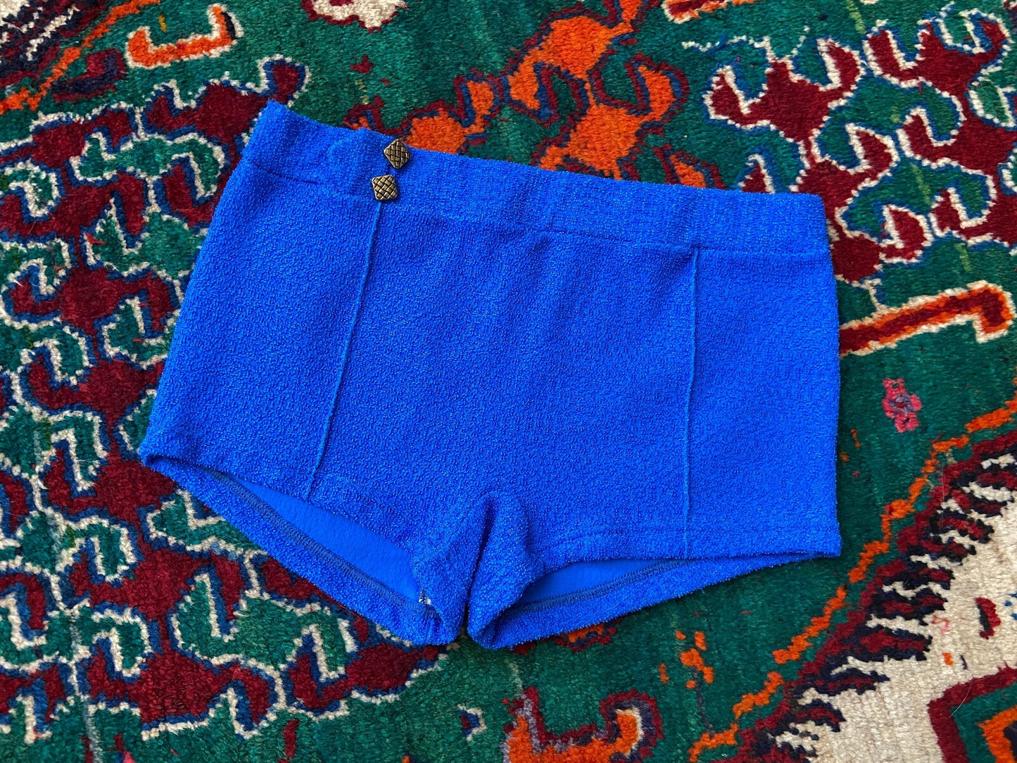 Vintage 1970s Royal Blue Textured Swim Shorts