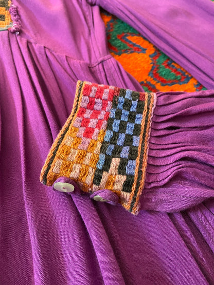 Vintage 1970s Purple Afghan Maxi Dress