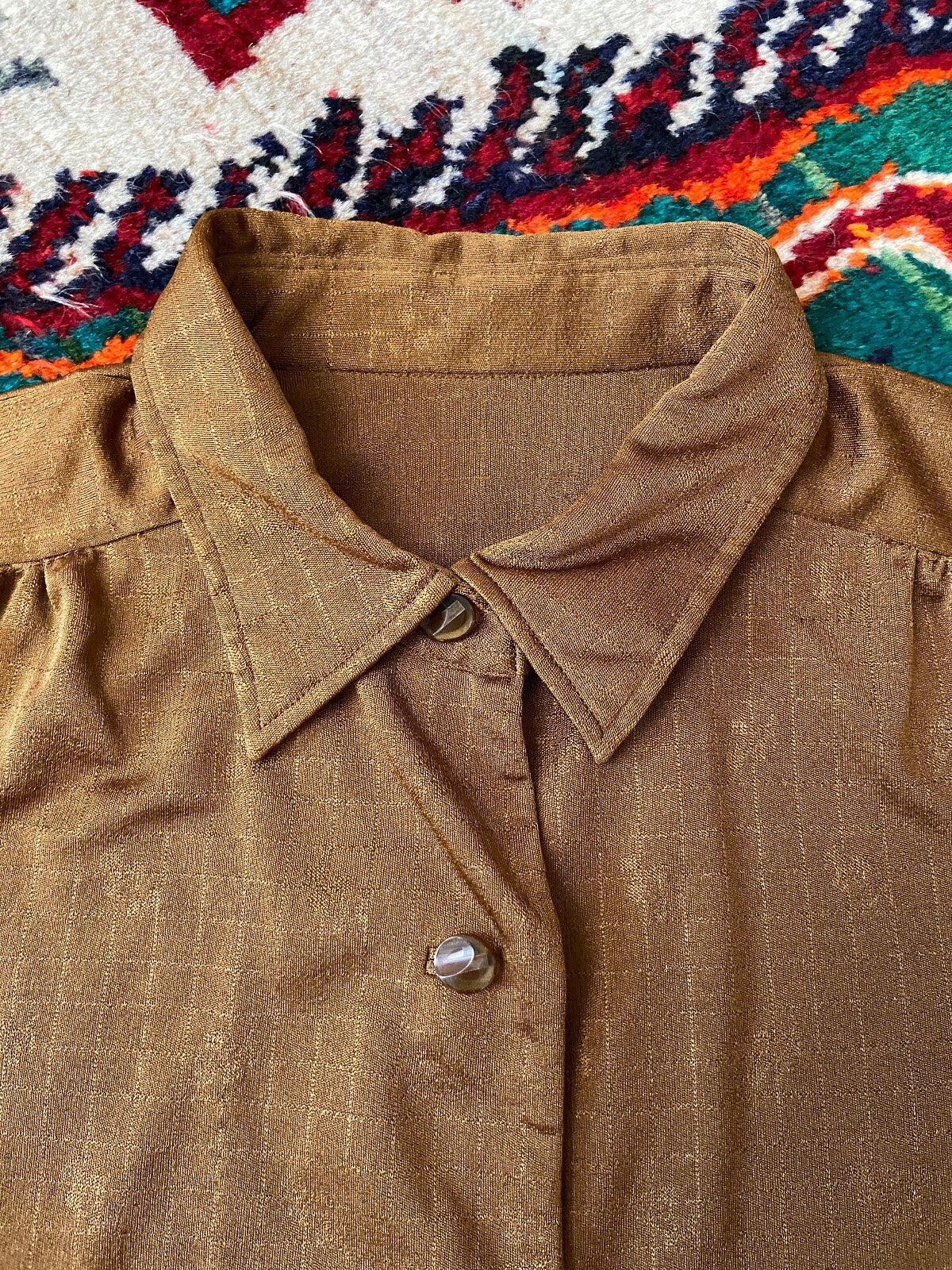 Vintage 1970s Bronze Brown Jersey Shirt