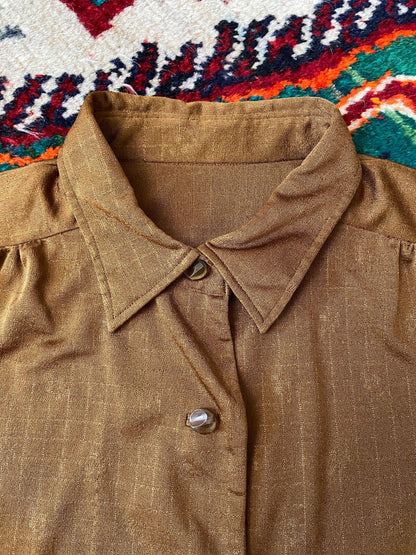 Vintage 1970s Bronze Brown Jersey Shirt