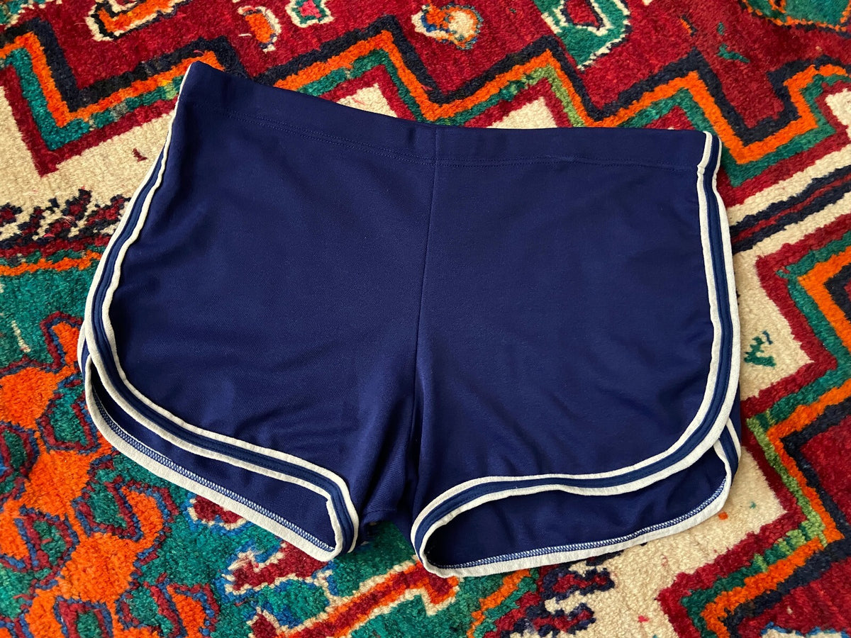 Vintage 1970s Navy & White Running Shorts W32-38
