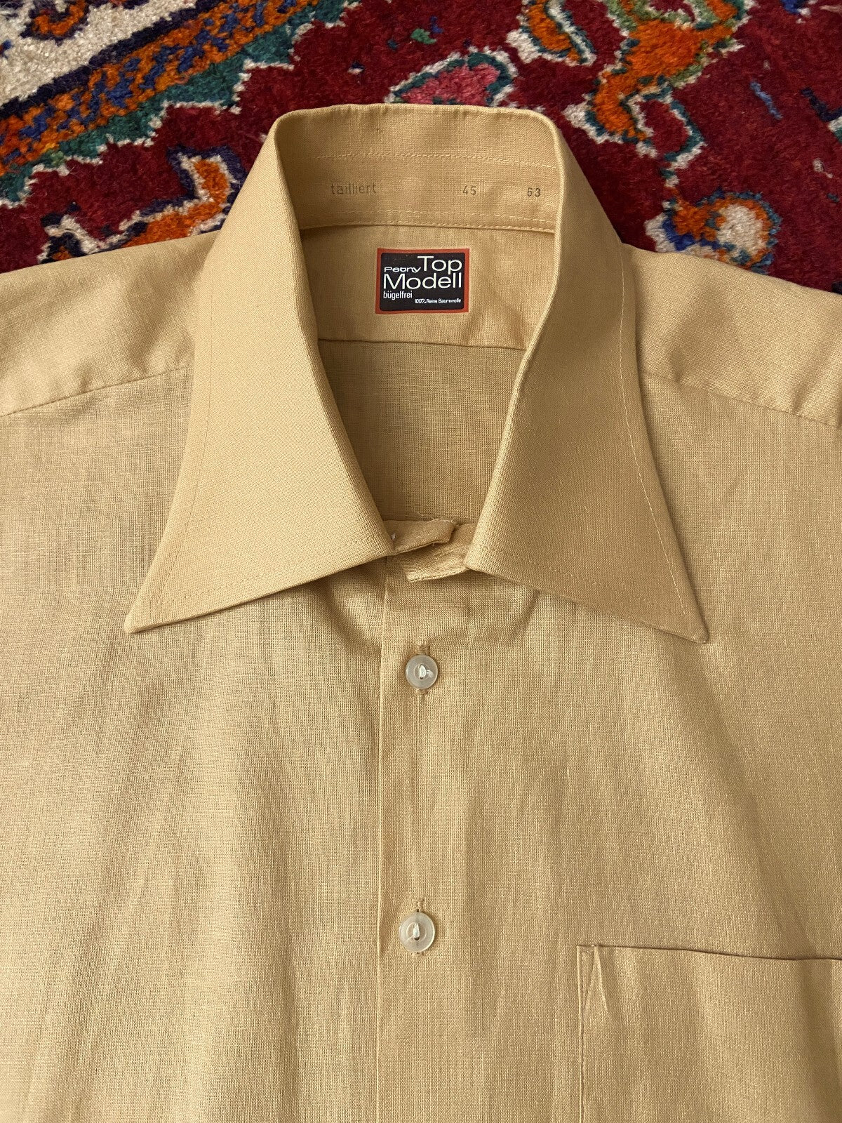 Vintage 1970s Mustard Deadstock Dagger Collar Shirt