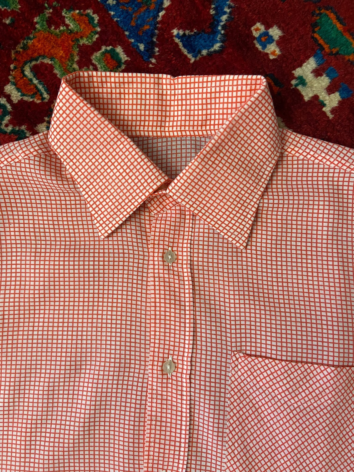 Vintage 1970s Red & White Fine Check Shirt