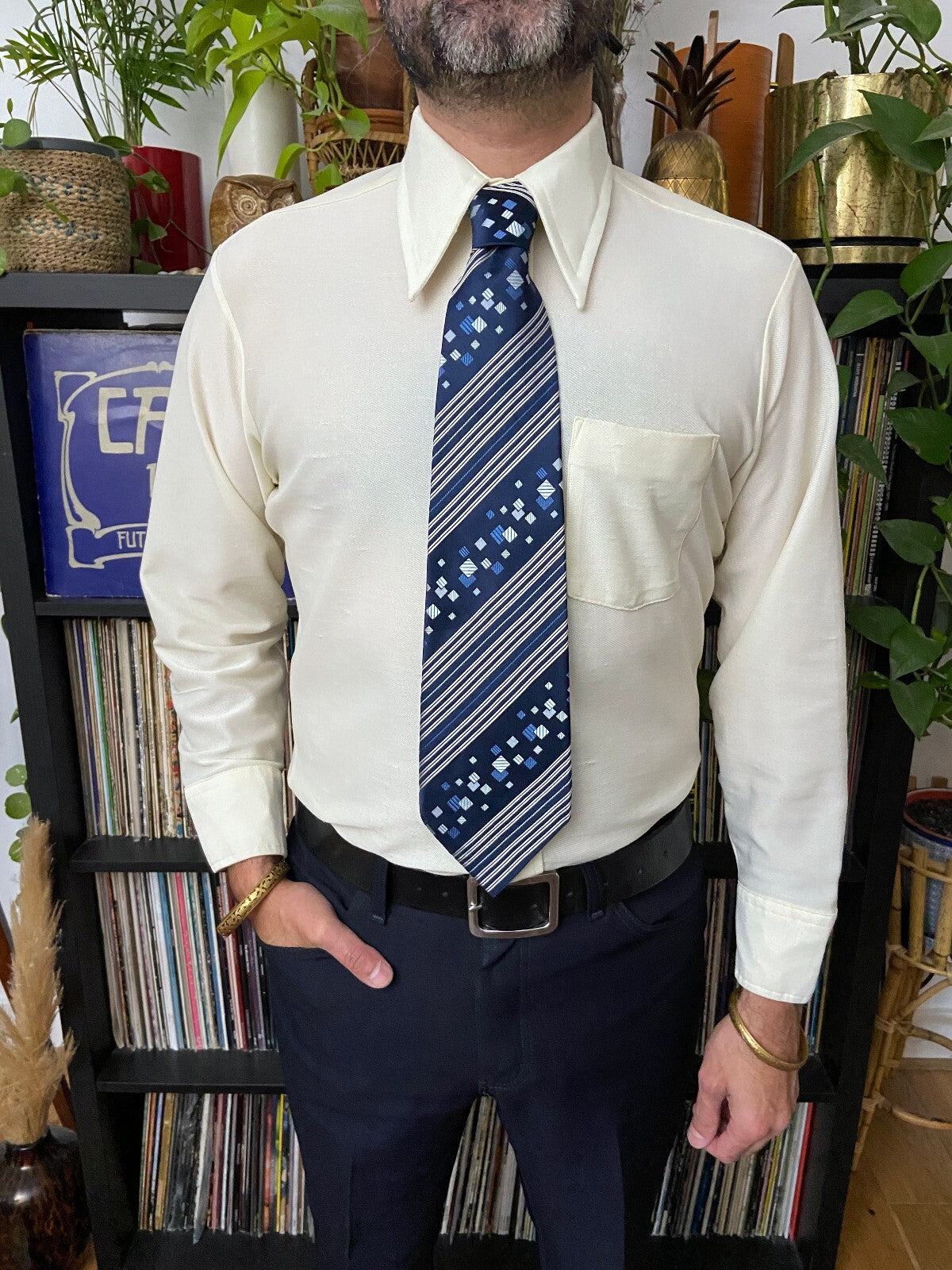 Vintage 1970s Japanese Navy Kipper Tie