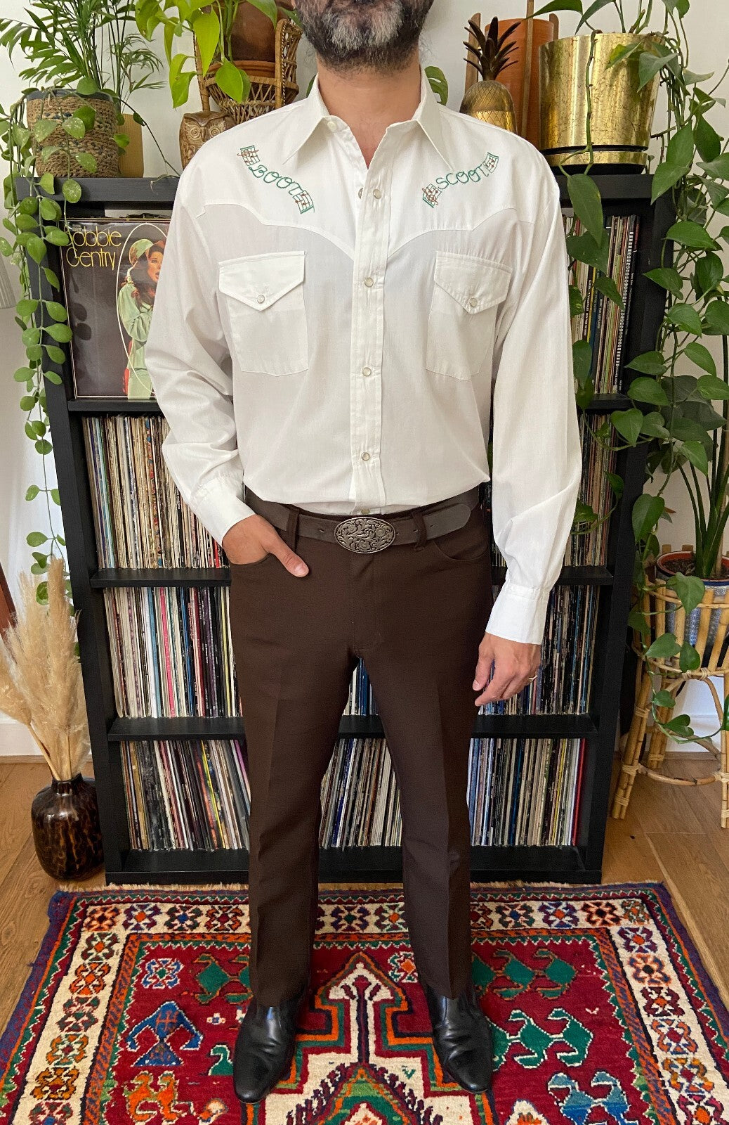 Vintage White Embroidered Western Shirt