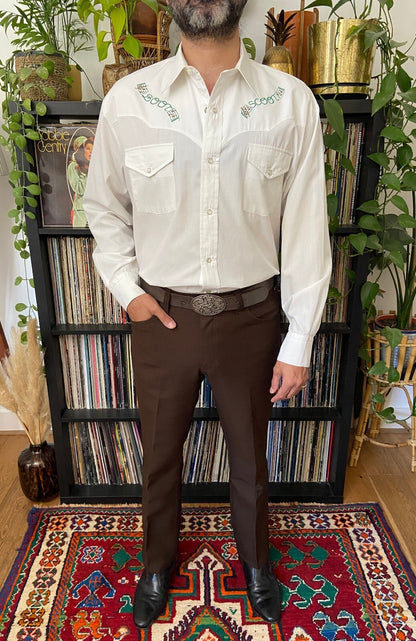 Vintage White Embroidered Western Shirt